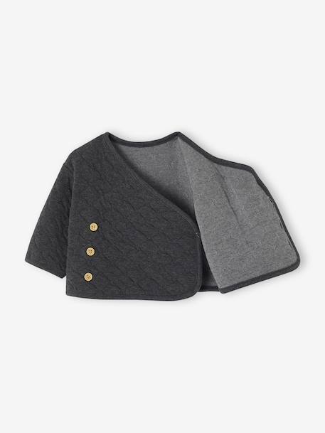 Gilet bébé matelassé ouverture croisée naissance anthracite+beige chiné - vertbaudet enfant 