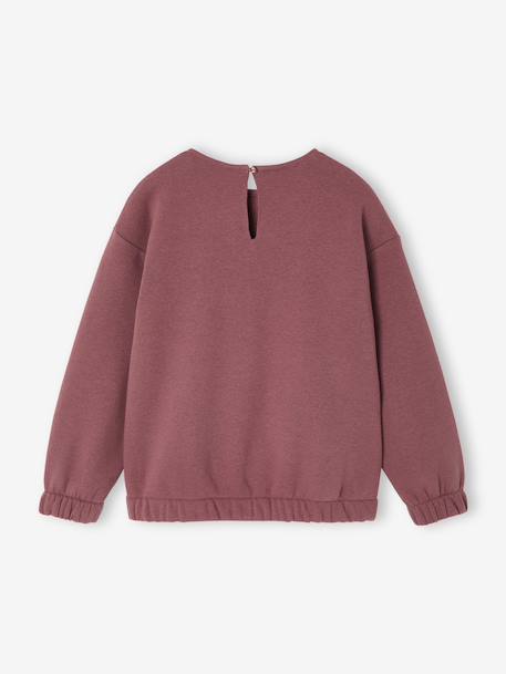 Sweater met sierlijke kraag van macramé meisjes antraciet+pruim - vertbaudet enfant 