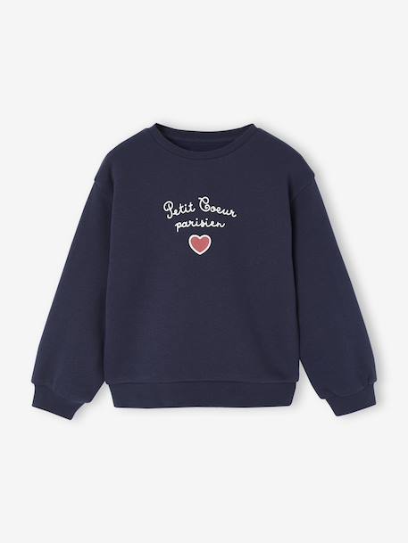 Sweat fille motif imprimé encre+vanille+vert de gris - vertbaudet enfant 