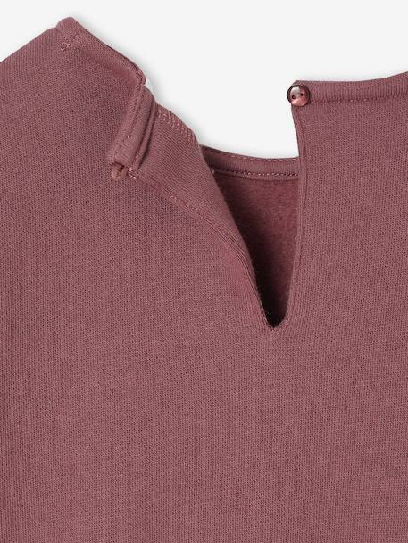 Sweater met sierlijke kraag van macramé meisjes antraciet+pruim - vertbaudet enfant 