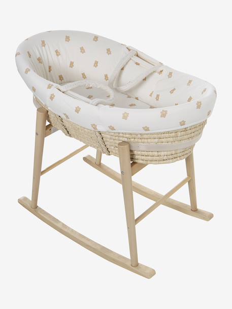 Housse pour couffin écru+imprimé coeurs+marine - vertbaudet enfant 