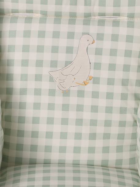 Coussin de chaise haute carreaux vert+écru+ivoire Panda+moutarde+rayé bleu - vertbaudet enfant 