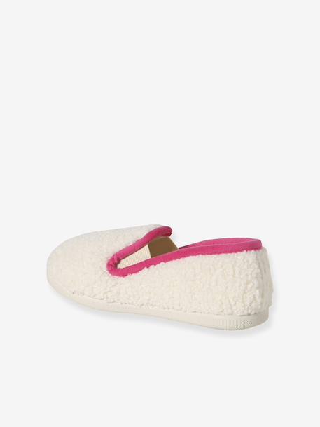 Gemaakt in Frankrijk, elastische sloffen voor kinderen ecru+roze, bedrukt - vertbaudet enfant 