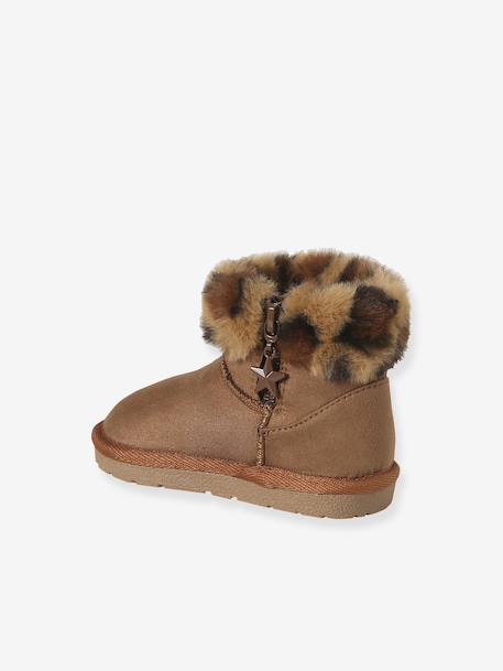 Boots déperlantes zippées fourrées bébé camel - vertbaudet enfant 