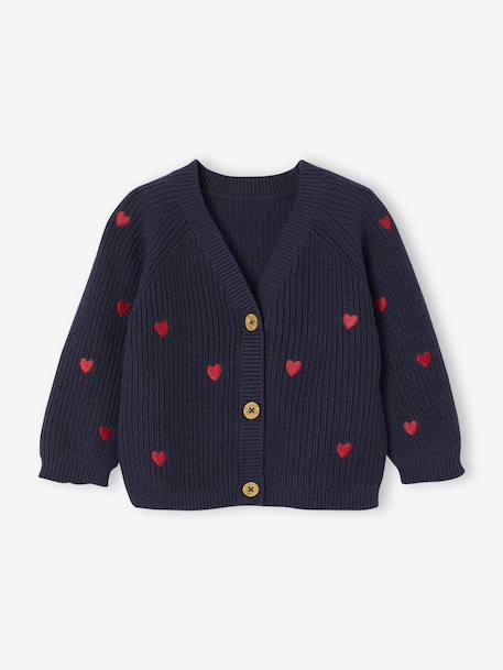 Bébé-Gilet bébé brodé en côtes anglaises