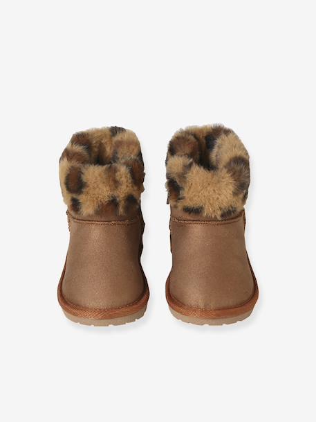 Boots déperlantes zippées fourrées bébé camel - vertbaudet enfant 