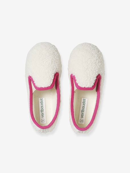 Gemaakt in Frankrijk, elastische sloffen voor kinderen ecru+roze, bedrukt - vertbaudet enfant 