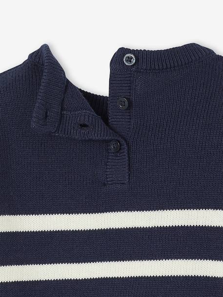 Pull bébé rayé en tricot caramel+marine - vertbaudet enfant 