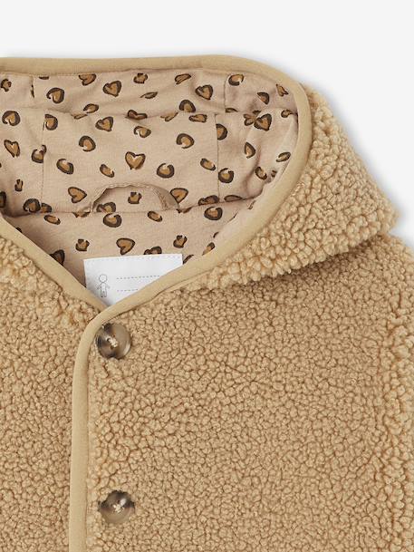 Sherpa jas voor baby's met 'luipaard' printvoering beige+oudroze - vertbaudet enfant 