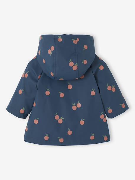 Ciré à capuche bébé fille imprimé fleurs et doublé bleu nuit+rose imprimé - vertbaudet enfant 