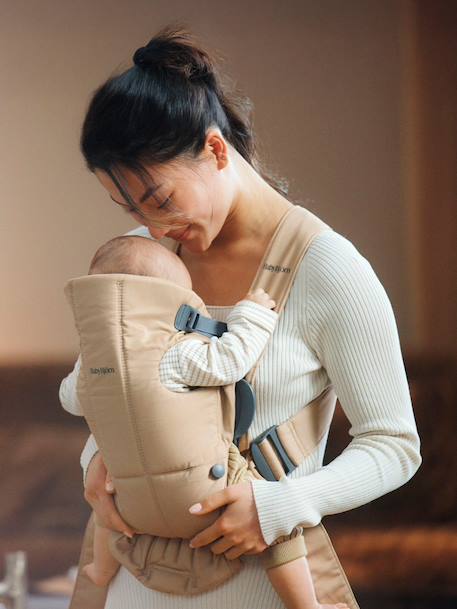 Porte-bébé Mini tissé BABYBJÖRN beige+noir - vertbaudet enfant 