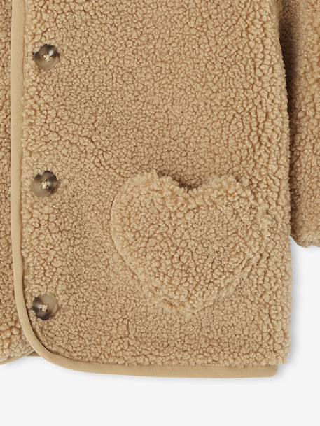 Sherpa jas voor baby's met 'luipaard' printvoering beige+oudroze - vertbaudet enfant 