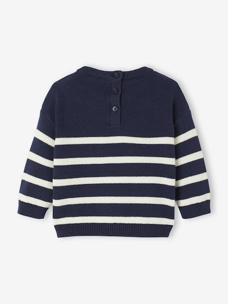 Gestreept baby trui van tricot karamel+marineblauw - vertbaudet enfant 