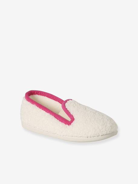 Gemaakt in Frankrijk, elastische sloffen voor kinderen ecru+roze, bedrukt - vertbaudet enfant 