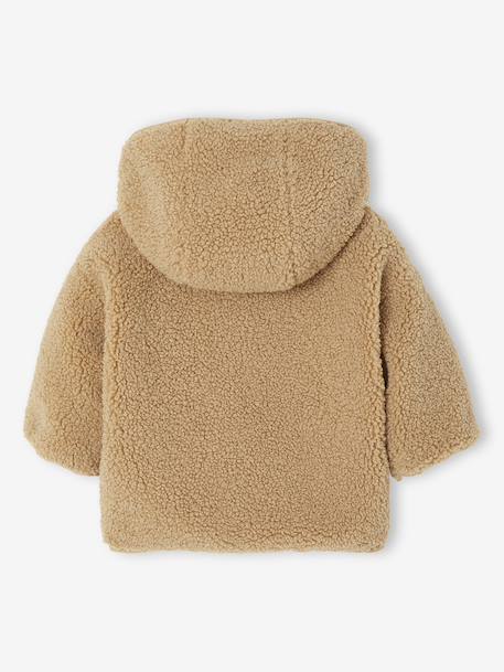 Sherpa jas voor baby's met 'luipaard' printvoering beige+oudroze - vertbaudet enfant 