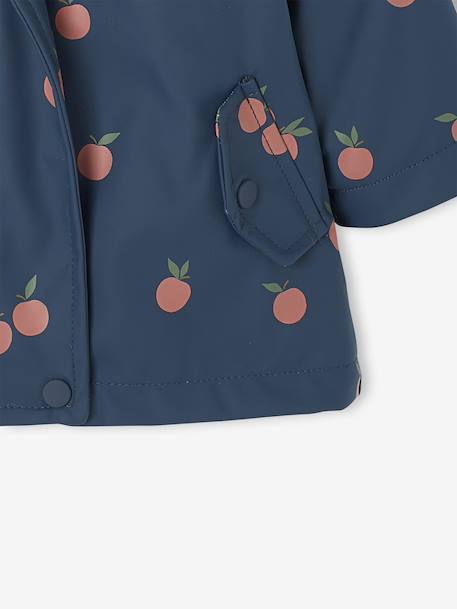Ciré à capuche bébé fille imprimé fleurs et doublé bleu nuit+rose imprimé - vertbaudet enfant 