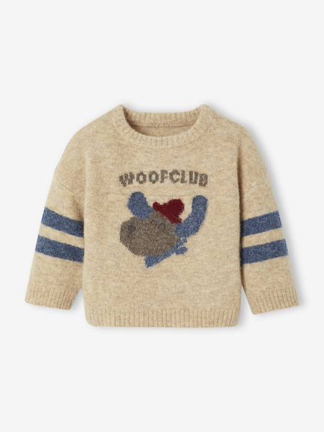 Gebreide trui voor baby's met jacquardmotief gemêleerd beige - vertbaudet enfant 
