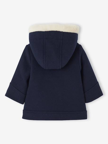 Manteau à capuche bébé fille drap de laine gris clair chine+marine - vertbaudet enfant 