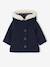 Manteau à capuche bébé fille drap de laine gris clair chine+marine - vertbaudet enfant 