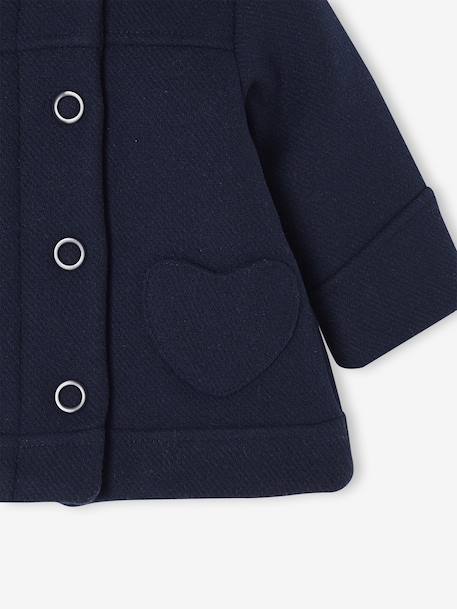 Manteau à capuche bébé fille drap de laine gris clair chine+marine - vertbaudet enfant 