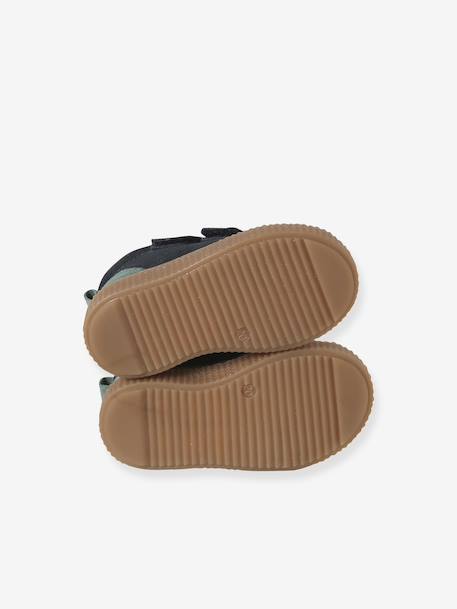 Bottines bébé garçon cuir à scratchs marine+taupe - vertbaudet enfant 