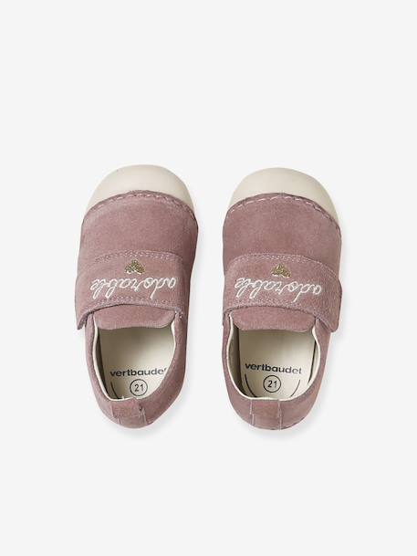 Soepele babyslofjes met klittenband goud+oudroze - vertbaudet enfant 