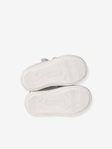 Baskets met klittenband van leer baby goud+wit - vertbaudet enfant 