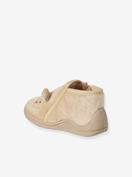 Canvas sloffen met rits voor baby's beige, bedrukt+lichtroze+roze, bedrukt - vertbaudet enfant 