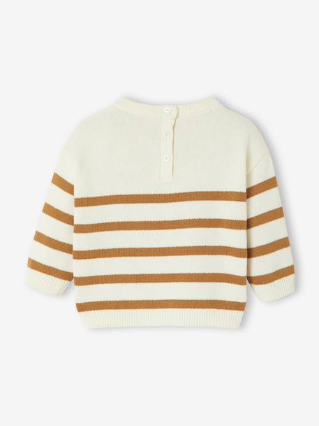 Gestreept baby trui van tricot karamel+marineblauw - vertbaudet enfant 