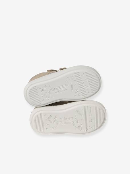 Baskets met klittenband van leer baby goud+wit - vertbaudet enfant 