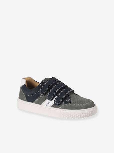 Baskets enfant garçon cuir à scratchs lot gris - vertbaudet enfant 