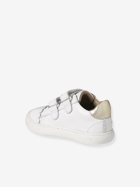 Baskets met klittenband van leer baby goud+wit - vertbaudet enfant 