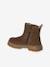 Boots voor meisjes van leer, elastisch en met rits kameel+zwart - vertbaudet enfant 