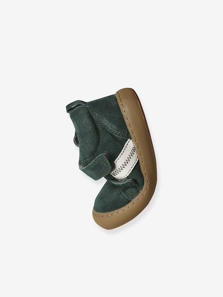 Baskets bébé garçon cuir à scratchs camel+marine+vert - vertbaudet enfant 