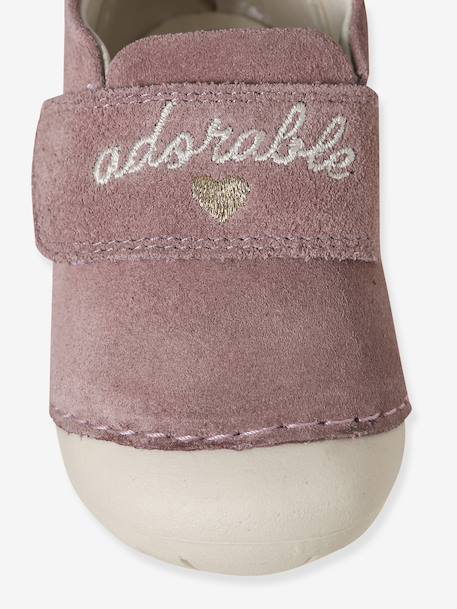 Soepele babyslofjes met klittenband goud+oudroze - vertbaudet enfant 