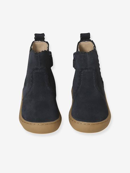 Boots bébé fille cuir zippées marine - vertbaudet enfant 