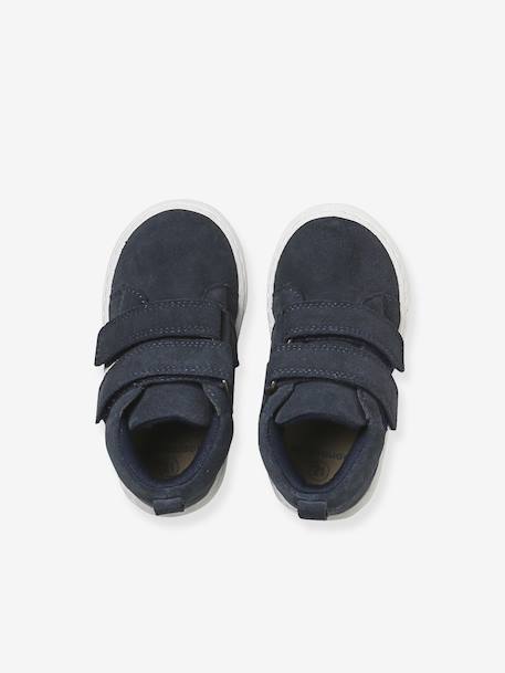 Baskets bébé garçon cuir à scratchs camel+marine+vert - vertbaudet enfant 