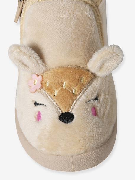 Canvas sloffen met rits voor baby's beige, bedrukt+lichtroze+roze, bedrukt - vertbaudet enfant 