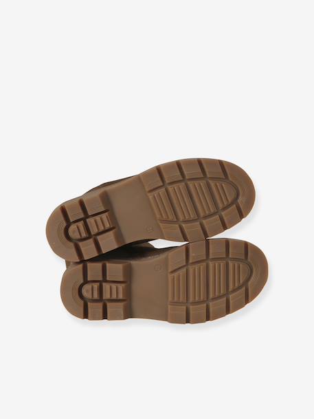 Boots voor meisjes van leer, elastisch en met rits kameel+zwart - vertbaudet enfant 