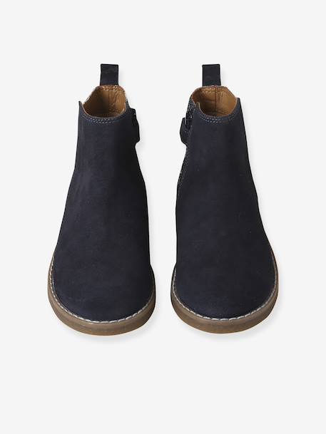 Boots enfant fille cuir et glitter zippées marine - vertbaudet enfant 