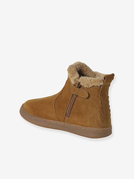 Boots enfant fille en cuir fourrées camel - vertbaudet enfant 