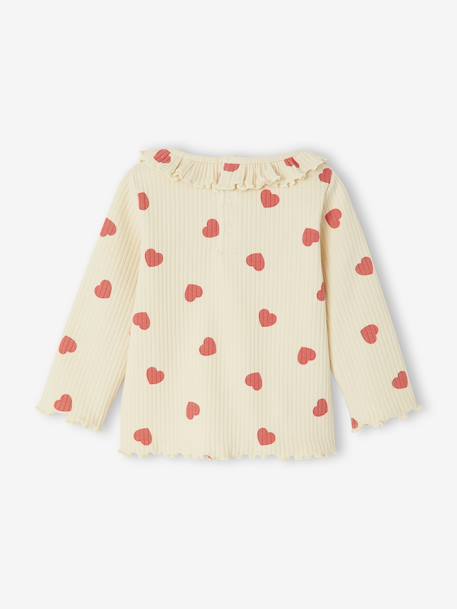 T-shirt bébé imprimé de petits coeurs vanille+vieux rose - vertbaudet enfant 