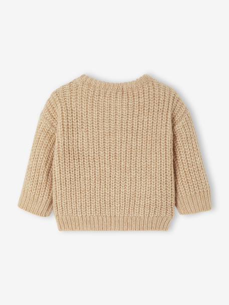 Gilet bébé en maille grosse jauge beige chiné+vieux rose - vertbaudet enfant 