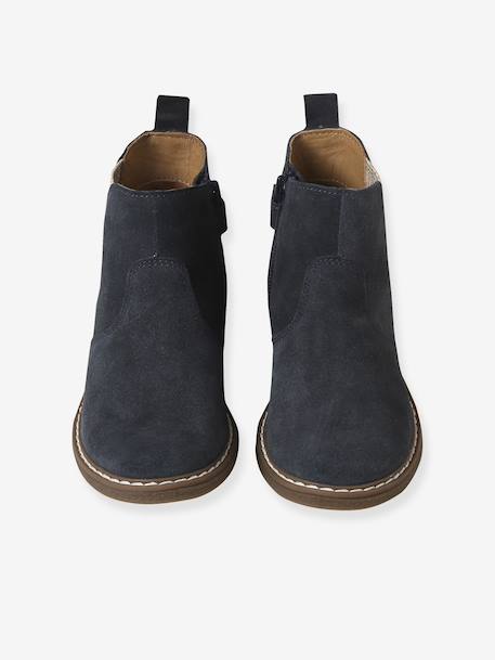 Boots enfant fille cuir élastiquées marine - vertbaudet enfant 
