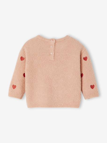 Pull bébé brodé petits coeurs rose poudré - vertbaudet enfant 