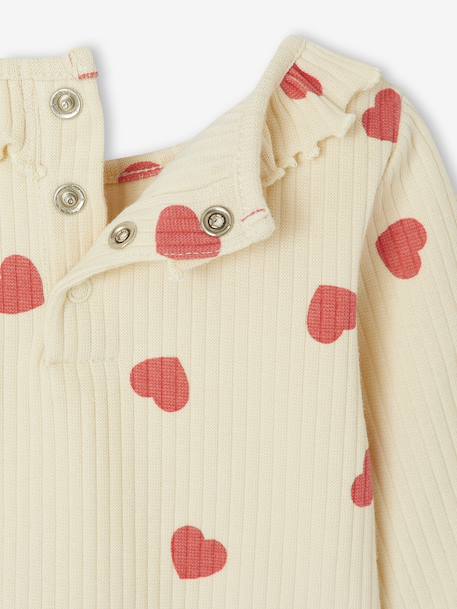 T-shirt bébé imprimé de petits coeurs vanille+vieux rose - vertbaudet enfant 