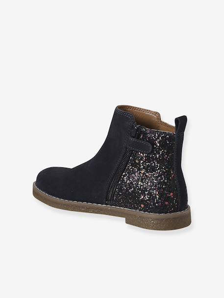Boots enfant fille cuir et glitter zippées marine - vertbaudet enfant 