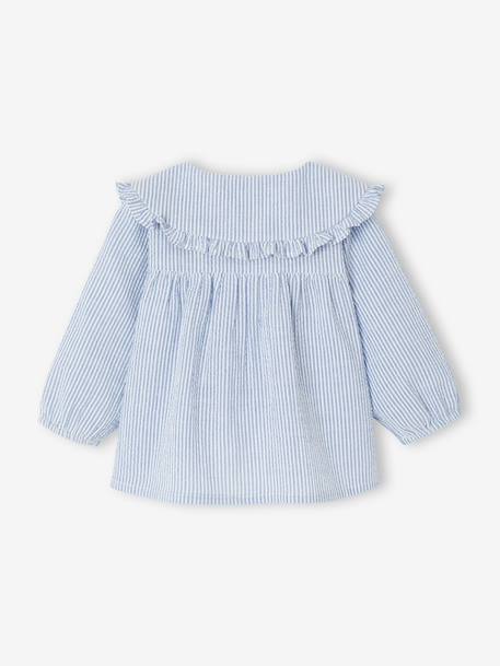 Gestreepte babyblouse in seersucker blauw, gestreept - vertbaudet enfant 