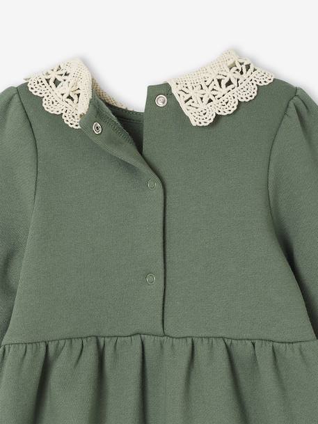 Robe bébé en molleton avec col en crochet vert - vertbaudet enfant 