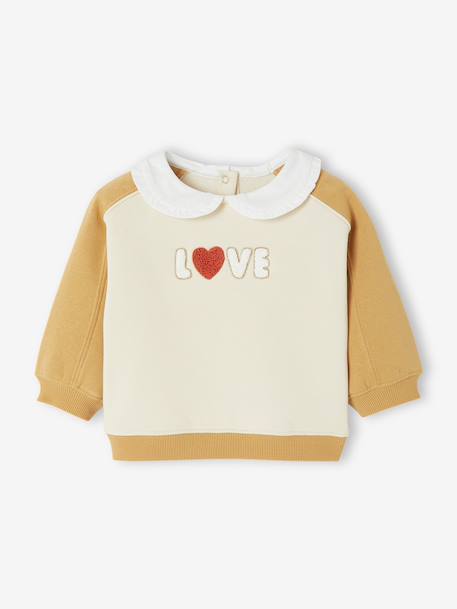 Sweat-shirt bébé fille col claudine ocre - vertbaudet enfant 